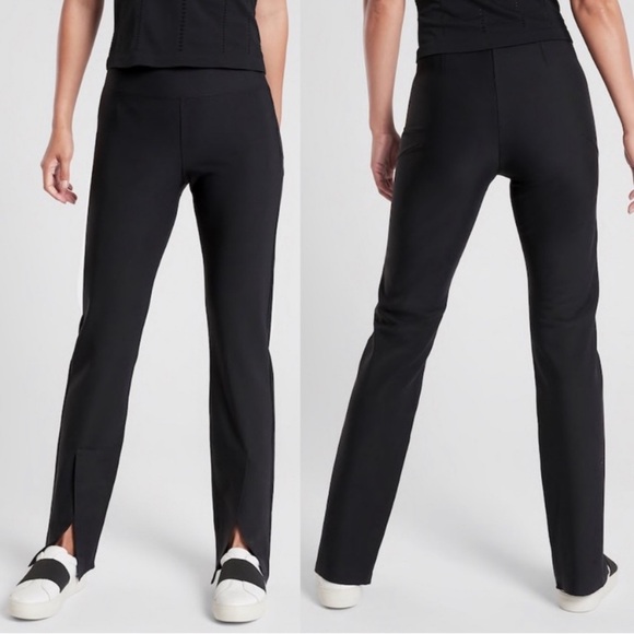 Athleta Interstellar Tight size 2 Small Black Slit Flare Pants EUC